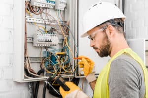 electrician working on installation